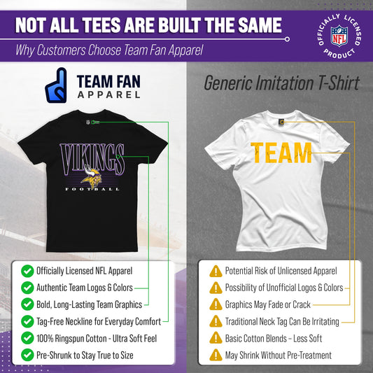 Minnesota Vikings NFL Adult Overtime Blueprint Tag-Less T-Shirt - Black