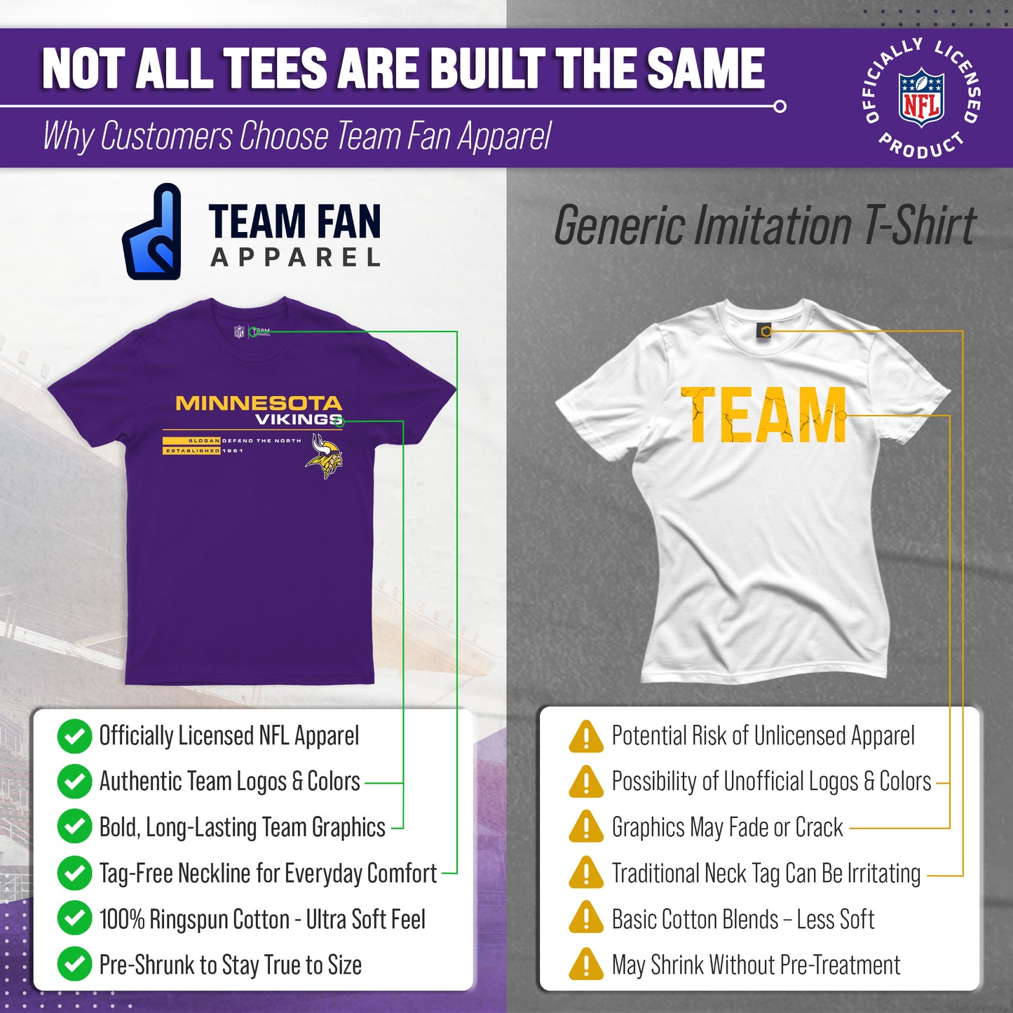 Minnesota Vikings Adult NFL Speed Stat Sheet T-Shirt - Purple