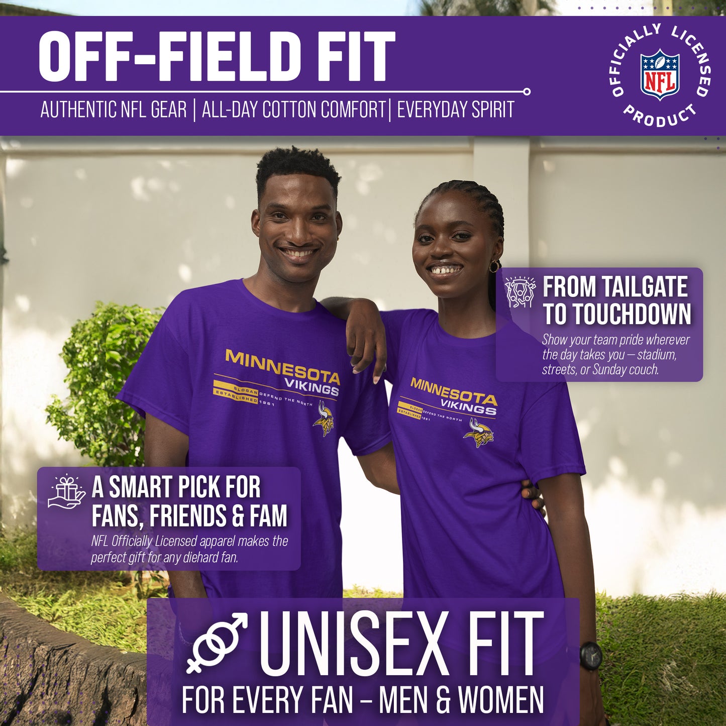 Minnesota Vikings Adult NFL Speed Stat Sheet T-Shirt - Purple