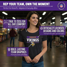 Minnesota Vikings NFL Women's Team Block Charcoal Tagless T-Shirt - Charcoal