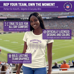 Minnesota Vikings NFL Womens Big Date Tag-Less T-Shirt - Natural
