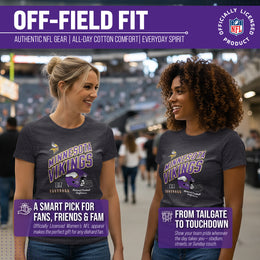 Minnesota Vikings NFL Womens Distressed Helmet Tag-Less Soft T-Shirt - Heather Charcoal