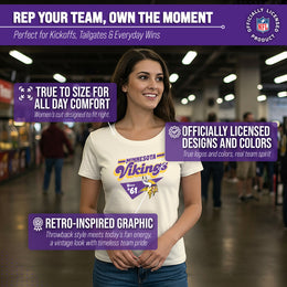 Minnesota Vikings NFL Womens Vintage Charm Tag-Less Soft T-Shirt - Birch