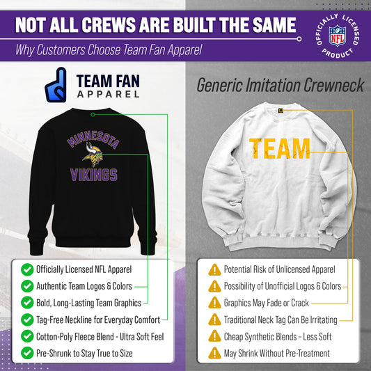 Minnesota Vikings NFL Adult Gameday Football Crewneck Sweatshirt - Black