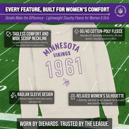 Minnesota Vikings NFL Womens Big Date Slouchy Crewneck - Natural