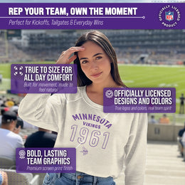 Minnesota Vikings NFL Womens Big Date Slouchy Crewneck - Natural