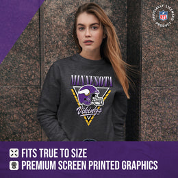 Minnesota Vikings NFL Womens Retro Triangle Slouchy Crewneck - Heather Charcoal