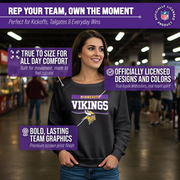 Minnesota Vikings NFL Womens Charcoal Crew Neck Football Apparel - Charcoal