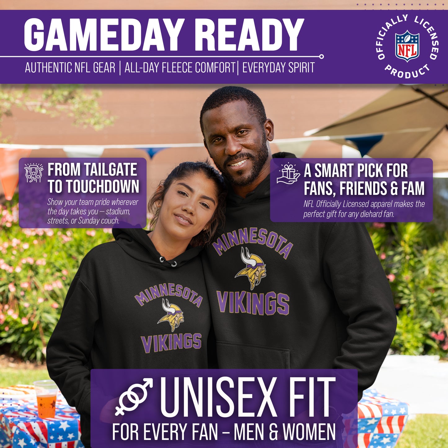 Minnesota Vikings NFL Gameday Adult Hooded Sweatshirt - Black