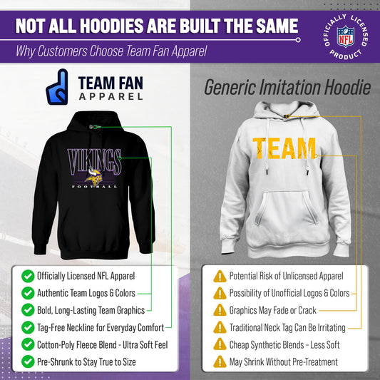 Minnesota Vikings NFL Adult Unisex Overtime Blueprint Soft Fleece Hooded Sweatshirt - Black
