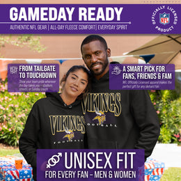 Minnesota Vikings NFL Adult Unisex Overtime Blueprint Soft Fleece Hooded Sweatshirt - Black