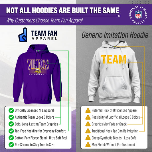 Minnesota Vikings NFL Adult Unisex Overtime Blueprint Soft Fleece Hooded Sweatshirt - Purple