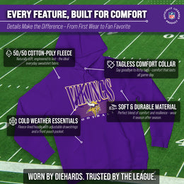 Minnesota Vikings NFL Adult Unisex Overtime Blueprint Soft Fleece Hooded Sweatshirt - Purple