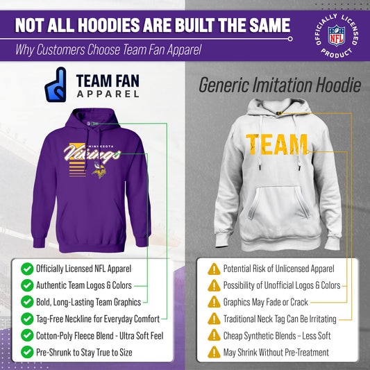 Minnesota Vikings NFL Adult Unisex Retro Script Ultra Soft Fleece Hooded Sweatshirt - Purple
