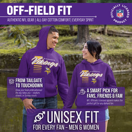 Minnesota Vikings NFL Adult Unisex Retro Script Ultra Soft Fleece Hooded Sweatshirt - Purple