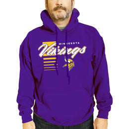 Minnesota Vikings NFL Adult Unisex Retro Script Ultra Soft Fleece Hooded Sweatshirt - Purple