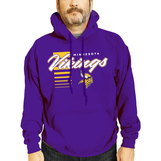 Minnesota Vikings NFL Adult Unisex Retro Script Ultra Soft Fleece Hooded Sweatshirt - Purple