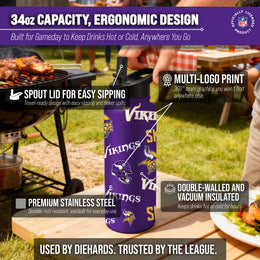 Minnesota Vikings NFL 34Oz Native Quencher Water Bottle - Purple
