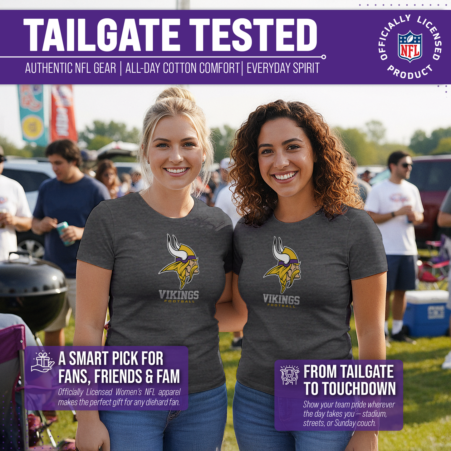 Minnesota Vikings Women's NFL Ultimate Fan Logo Short Sleeve T-Shirt - Charcoal