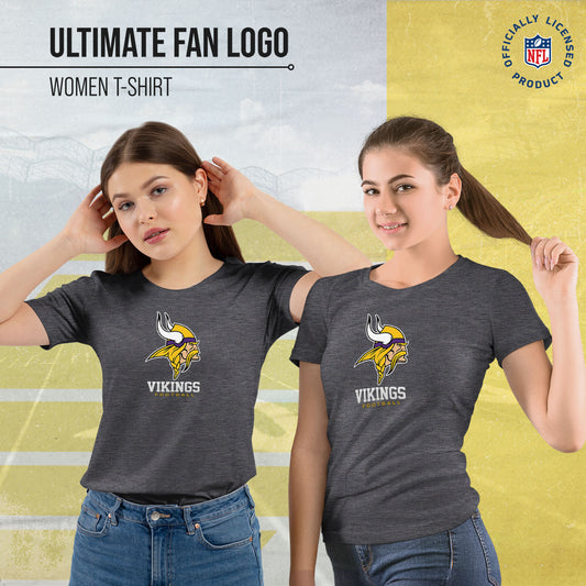 Minnesota Vikings Women's NFL Ultimate Fan Logo Short Sleeve T-Shirt - Charcoal