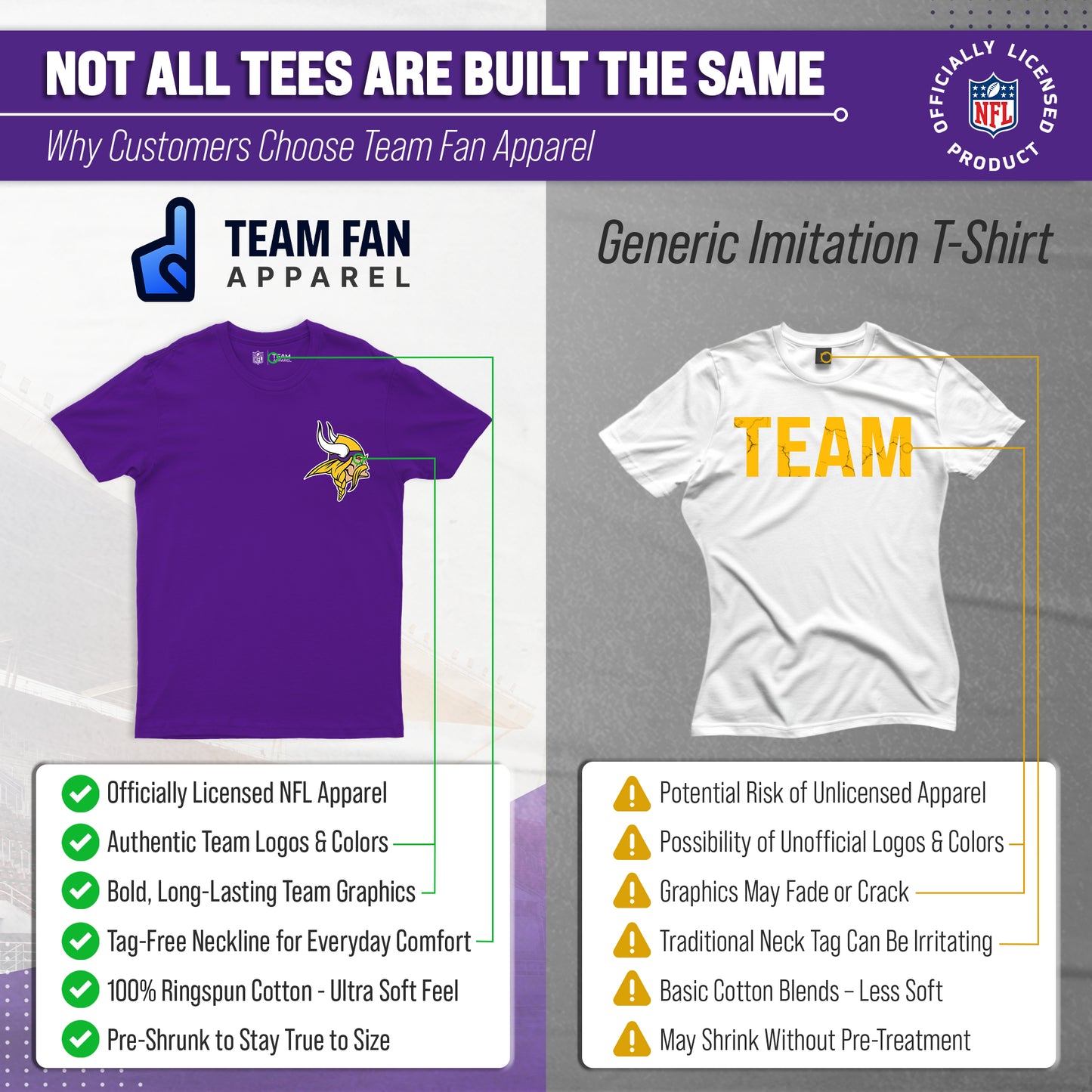Minnesota Vikings NFL Pro Football Final Countdown Adult Cotton-Poly Short Sleeved T-Shirt For Men & Women - Purple