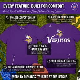 Minnesota Vikings NFL Pro Football Final Countdown Adult Cotton-Poly Short Sleeved T-Shirt For Men & Women - Purple