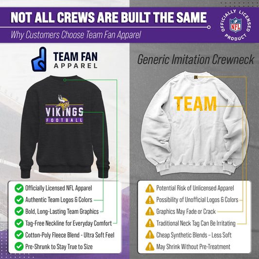 Minnesota Vikings NFL Adult True Fan Crewneck Sweatshirt - Charcoal