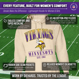 Minnesota Vikings Ladies NFL Starstruck Fleece Pullover Hooded Sweatshirt - Cream