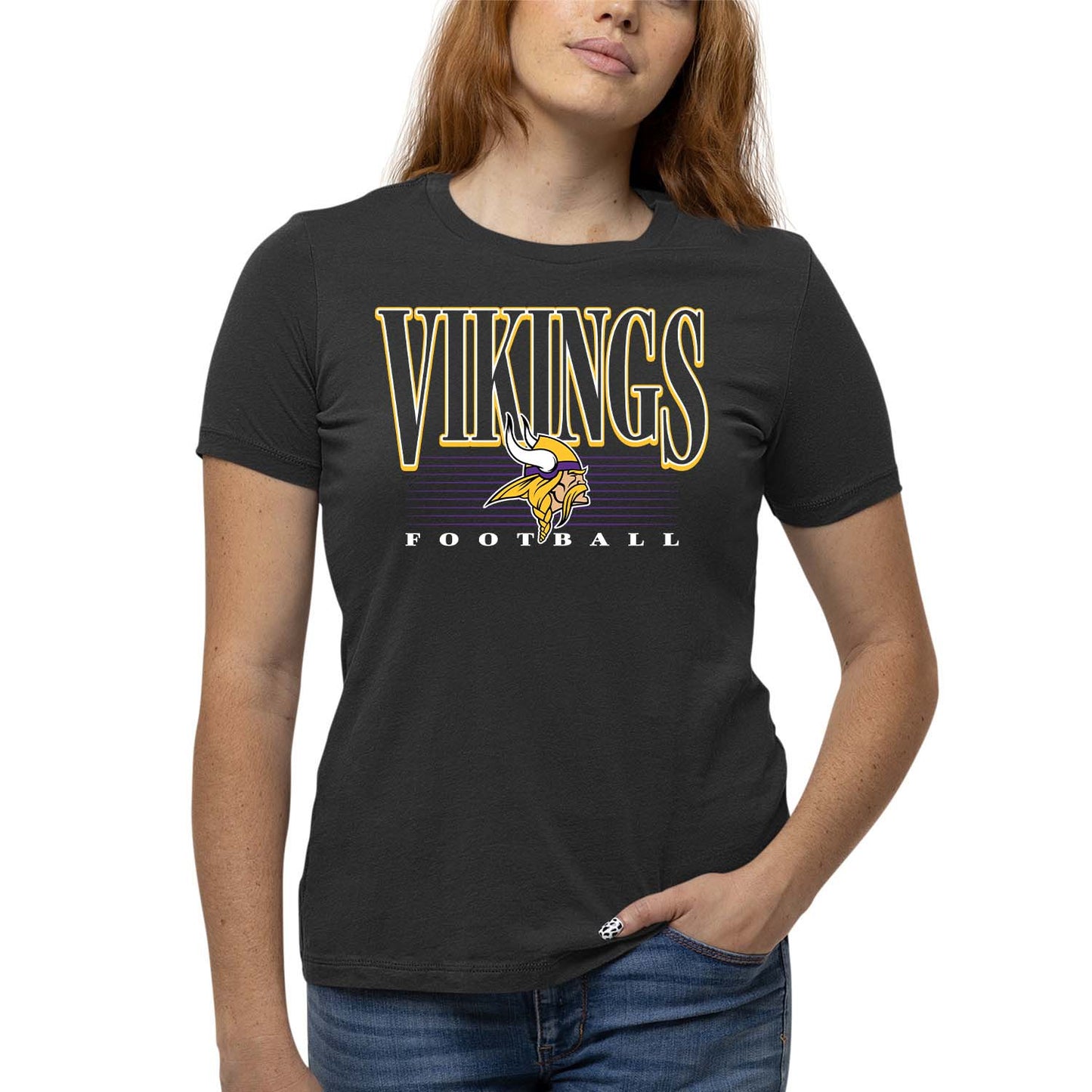 Minnesota Vikings NFL Womens Overtime Blueprint Tag-Less T-Shirt - Black