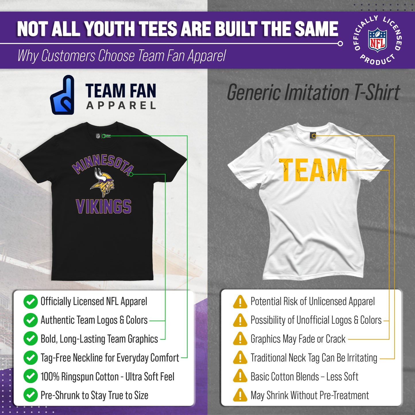 Minnesota Vikings NFL Youth Gameday Football T-Shirt - Black