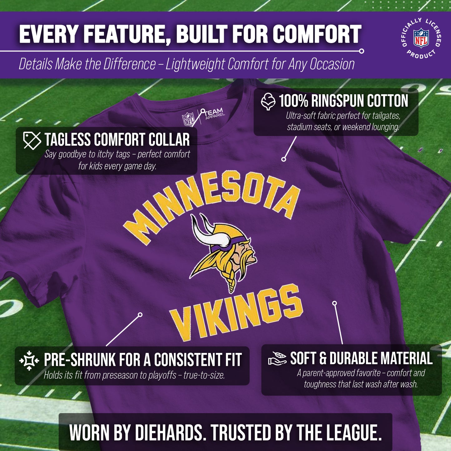 Minnesota Vikings NFL Youth Gameday Football T-Shirt - Purple