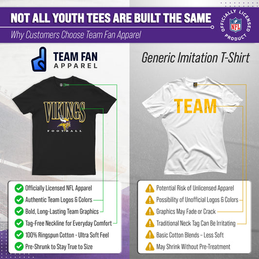 Minnesota Vikings NFL Youth Overtime Blueprint Football T-Shirt Unisex Tag Free Comfortable - Black