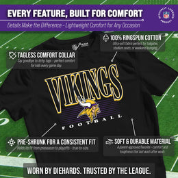Minnesota Vikings NFL Youth Overtime Blueprint Football T-Shirt Unisex Tag Free Comfortable - Black