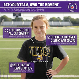 Minnesota Vikings NFL Youth Overtime Blueprint Football T-Shirt Unisex Tag Free Comfortable - Black