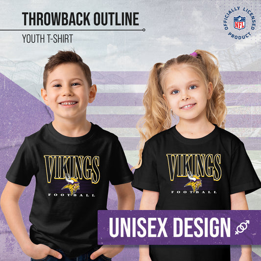 Minnesota Vikings NFL Youth Overtime Blueprint Football T-Shirt Unisex Tag Free Comfortable - Black