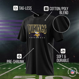 Minnesota Vikings NFL Youth Overtime Blueprint Football T-Shirt Unisex Tag Free Comfortable - Black
