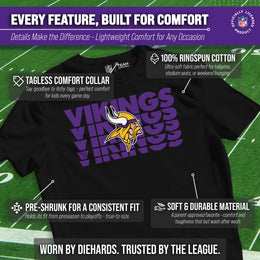Minnesota Vikings NFL Youth Repeating Logo Football T-Shirt Unisex Tag Free Comfortable - Black