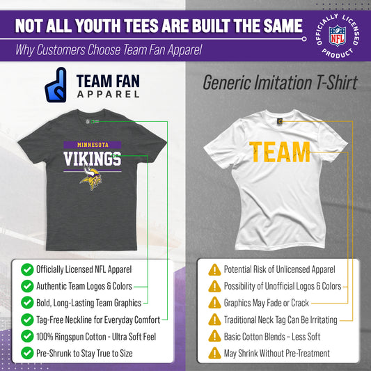 Minnesota Vikings NFL Youth Short Sleeve Charcoal T Shirt - Charcoal
