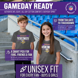 Minnesota Vikings NFL Youth Short Sleeve Charcoal T Shirt - Charcoal