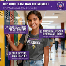 Minnesota Vikings NFL Youth Short Sleeve Charcoal T Shirt - Charcoal