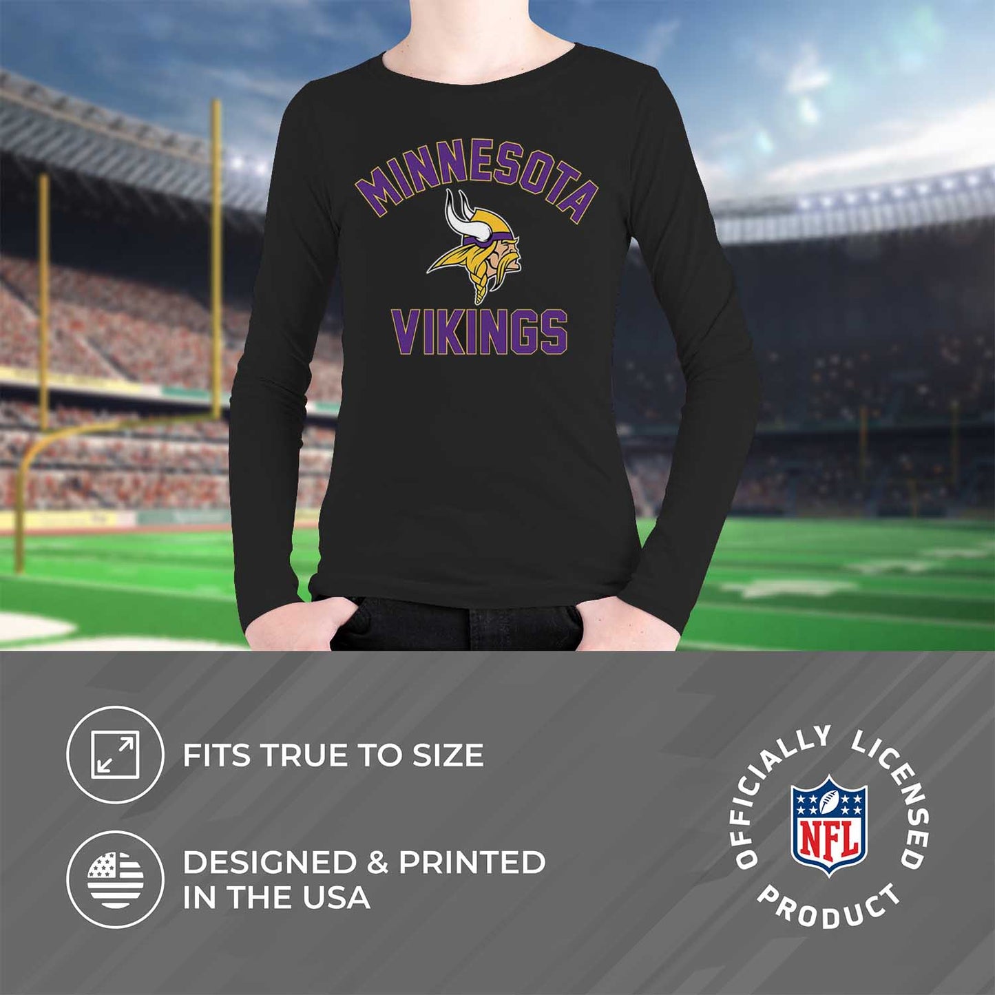Minnesota Vikings NFL Youth Gameday Crewneck Sweatshirt - Black