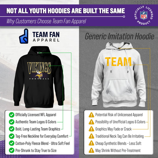 Minnesota Vikings NFL Youth Overtime Blueprint Football Fleece Hooded Sweatshirt - Black