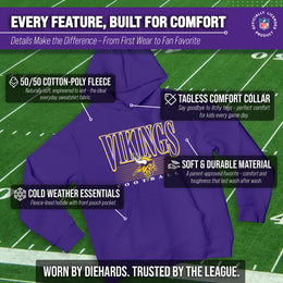 Minnesota Vikings NFL Youth Overtime Blueprint Football Fleece Hooded Sweatshirt - Purple