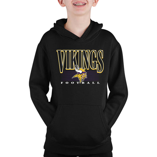 Minnesota Vikings NFL Youth Overtime Blueprint Football Fleece Hooded Sweatshirt - Black