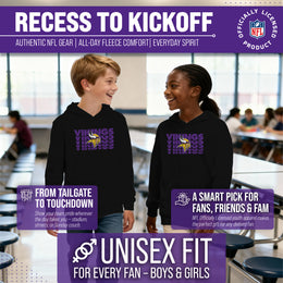 Minnesota Vikings NFL Youth Repeating Logo Football Fleece Hooded Sweatshirt - Black