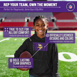 Minnesota Vikings NFL Youth Repeating Logo Football Fleece Hooded Sweatshirt - Black