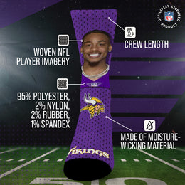 Minnesota Vikings NFL Youth Roster Player Crew Socks - Purple
