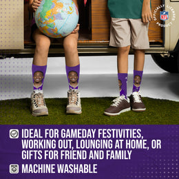 Minnesota Vikings NFL Youth Roster Player Crew Socks - Purple