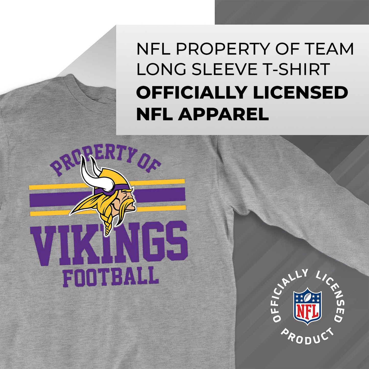 Minnesota Vikings NFL Adult Property Of Long SleeveT Shirt - Sport Gray
