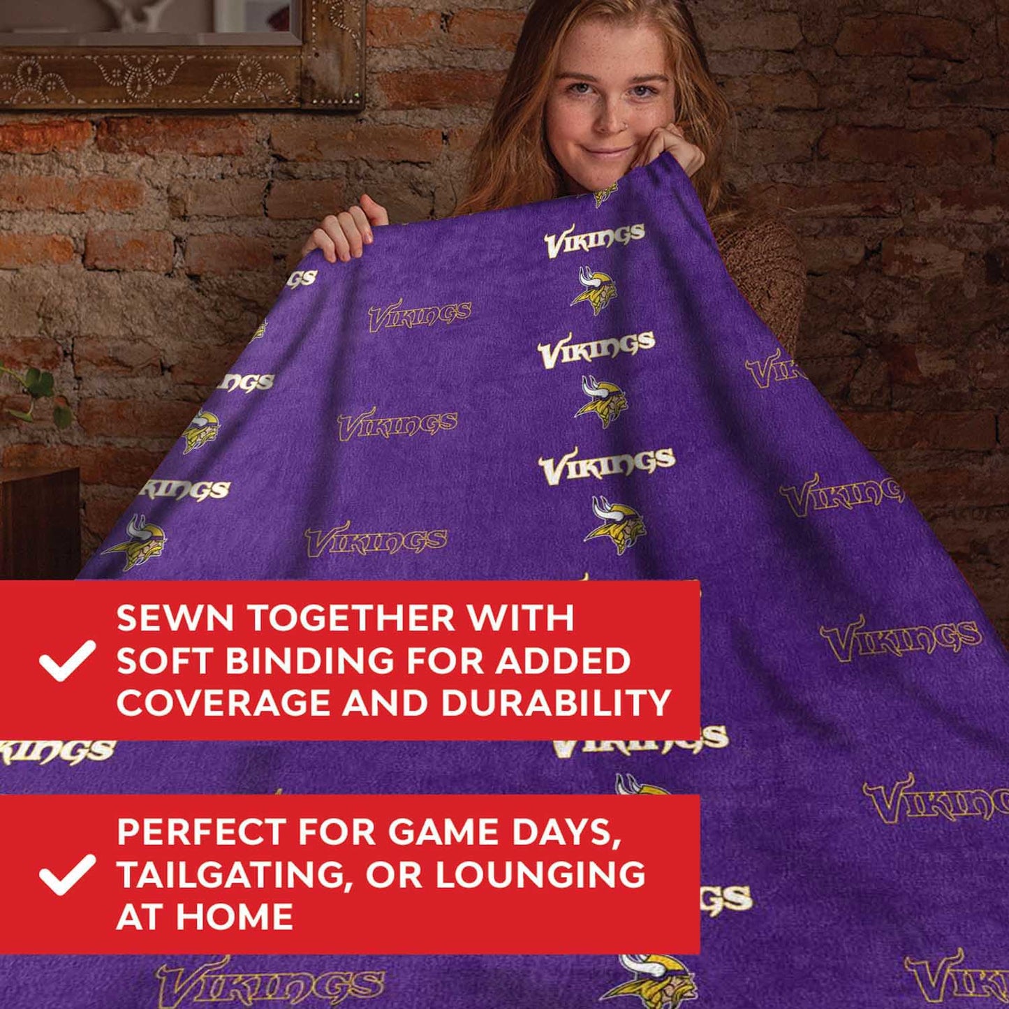 Minnesota Vikings NFL Double Sided Blanket - Purple